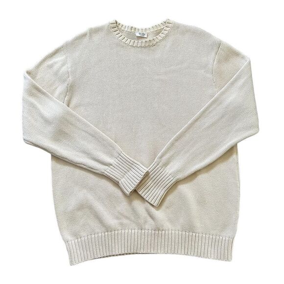 PacSun John Galt Cream Minimalist Neutral Oversized Thick Knit Crew Sweater - Picture 4 of 9